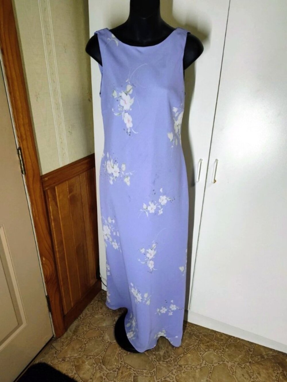 Vintage Chelsea Nites Sleeveless Dress Lilac Purple White Floral Size 8